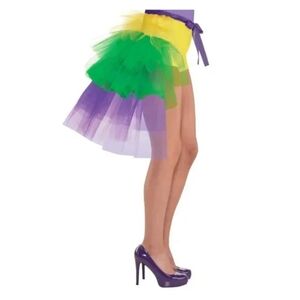 Mardi Gras Tie On Bustle Yellow Green Purple